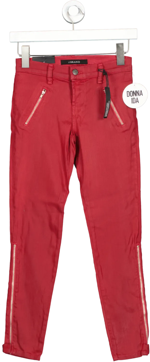 J Brand Dark Red Carey Skinny Moto Capri jeans BNWT W24