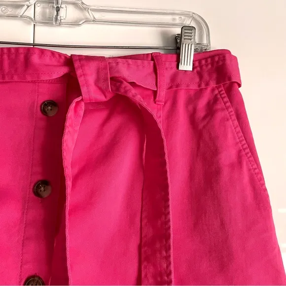 J. Crew Chino Button Front Mini Skirt With Tie Belt In Pink Size 10 NWT
