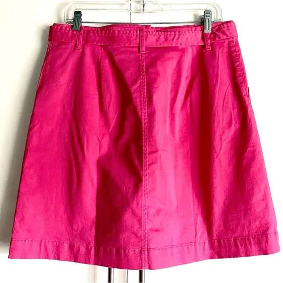 J. Crew Chino Button Front Mini Skirt With Tie Belt In Pink Size 10 NWT