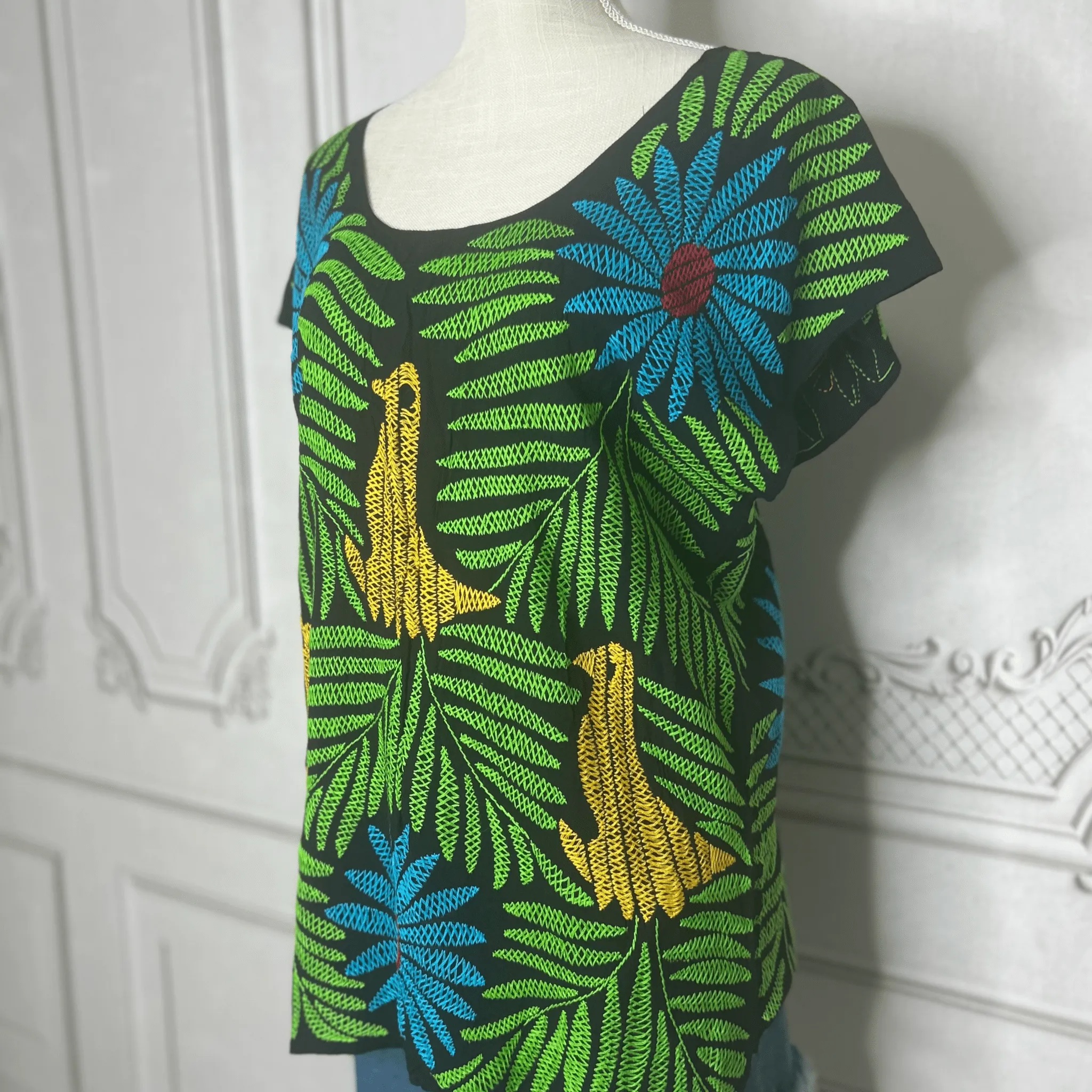 Jalapa Palmita Mexican Blouse - Soft Rayon
