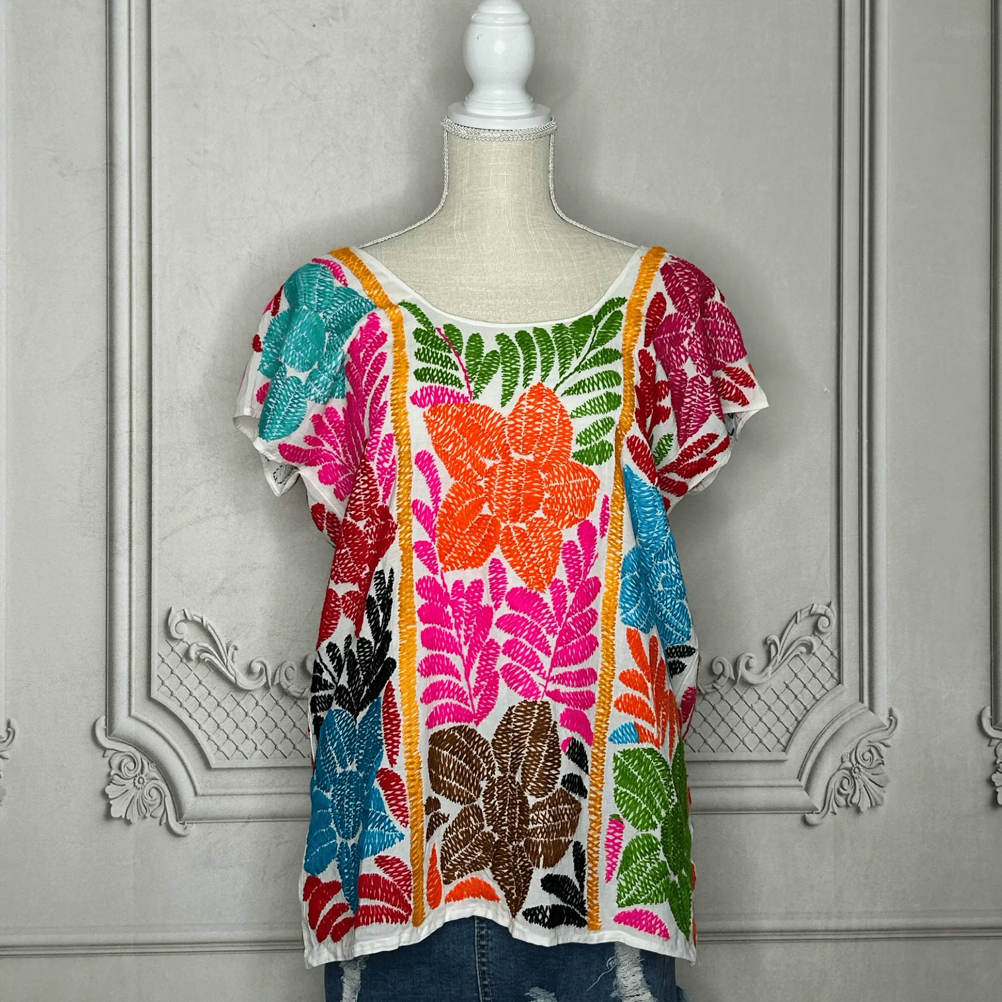 Jalapa Palmita Mexican Blouse - Soft Rayon