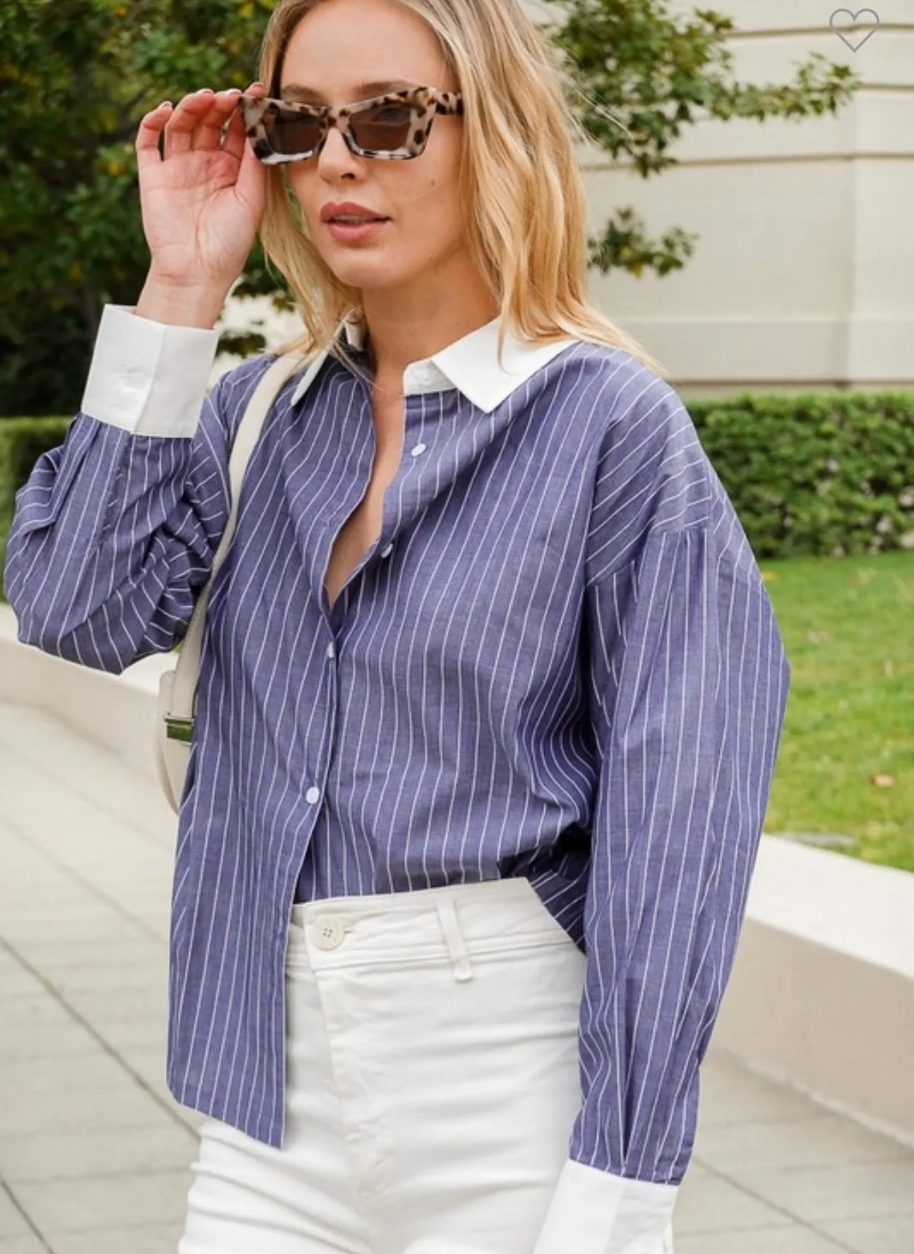 Jeana Navy Striped Blouse