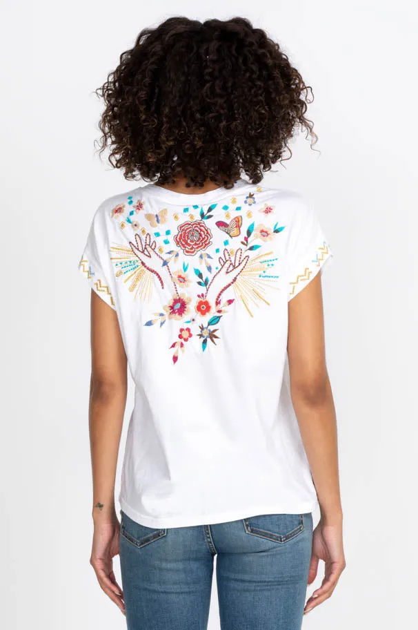 Johnny Was Mariposa Relaxed Tee Black Short Sleeve Floral Butterfly Shirt Top New