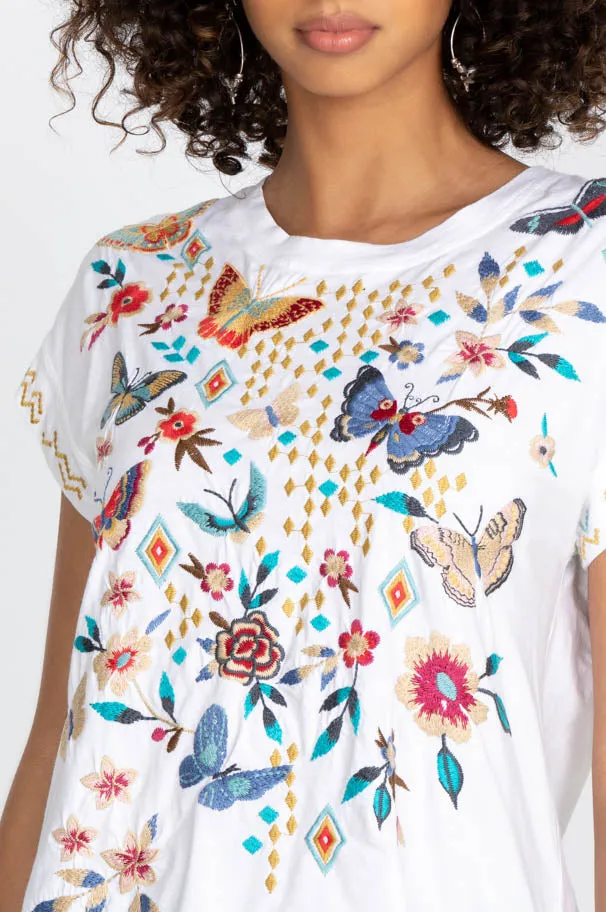 Johnny Was Mariposa Relaxed Tee Black Short Sleeve Floral Butterfly Shirt Top New