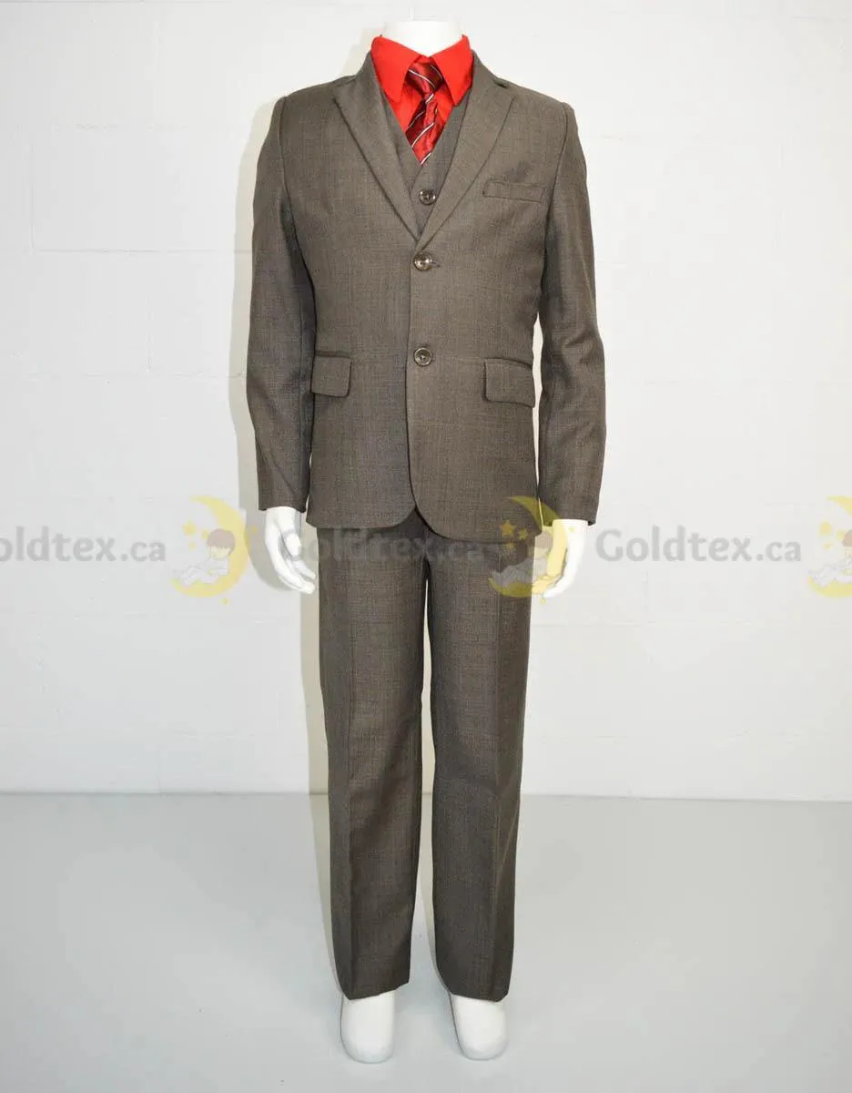 Johnson's Creation 5-piece grey suit set - Brown