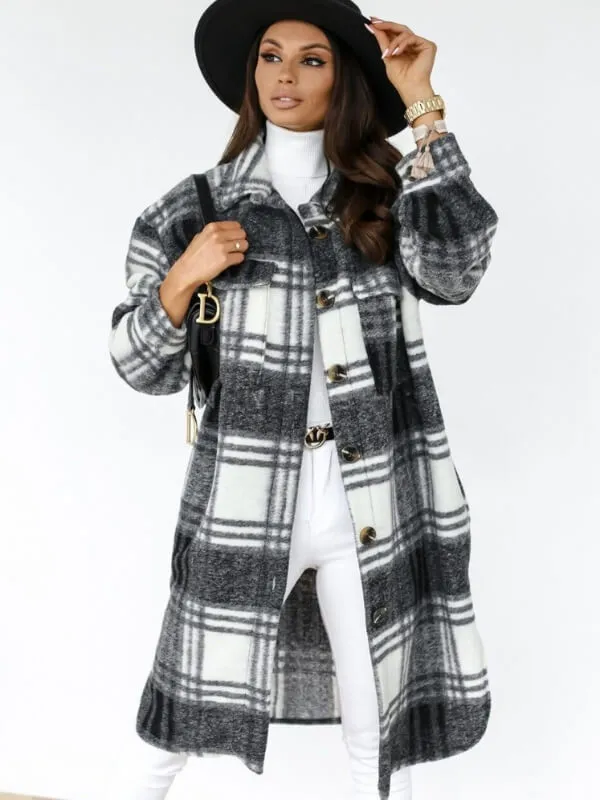Kaitlyn - Plaid Longline Jacket