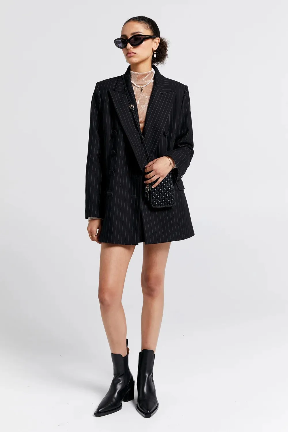 Karen Walker Kyoto Double Breasted Jacket // Pinstripe
