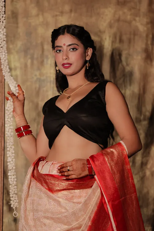 Katyani - Black Embroidered Sleeveless Cotton Blouse