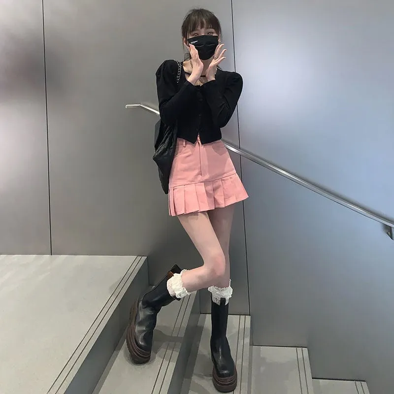 Kawaii Pink Denim Mini Skirt