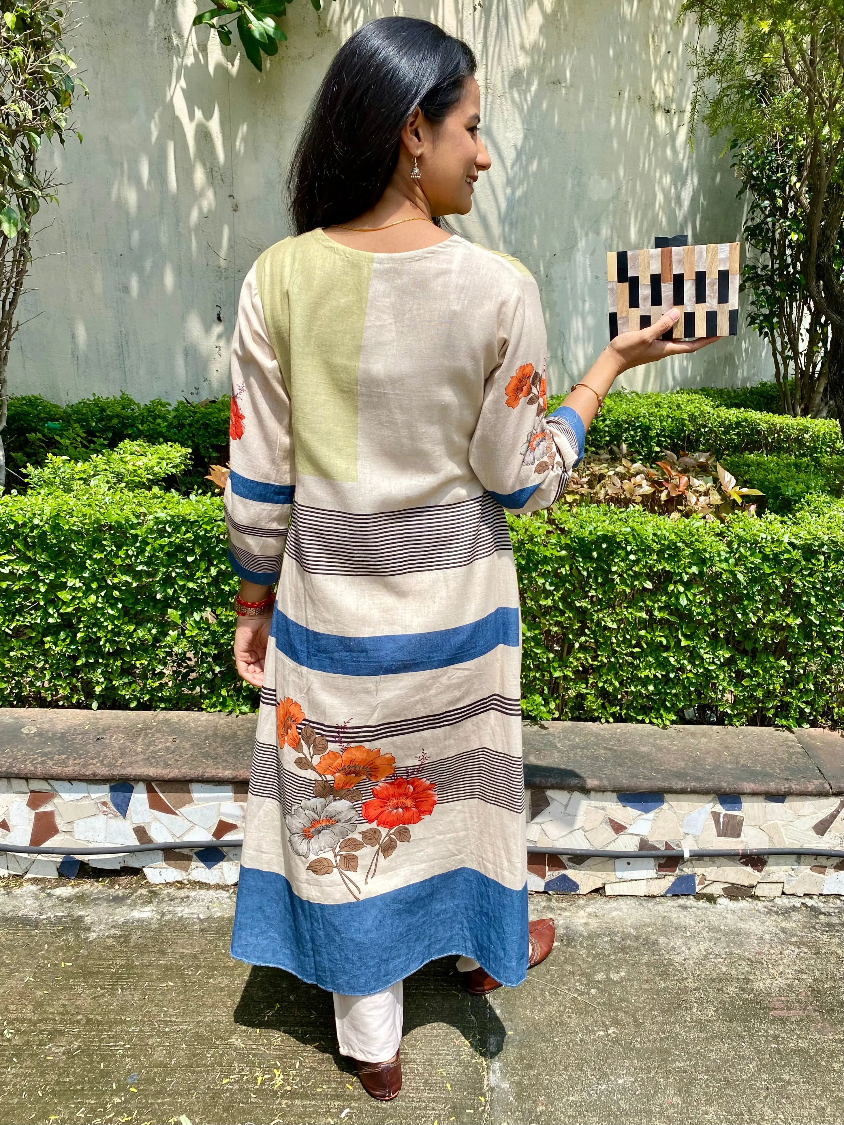 Khadi Abstract Art A-line kurta Pant Set