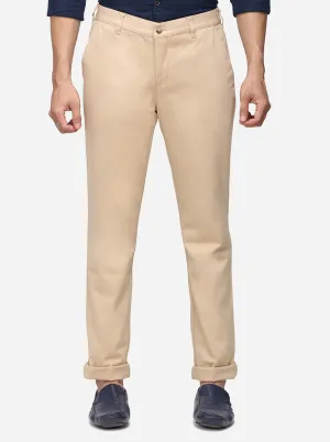 Khaki Solid Super Slim Fit Casual Trouser | Greenfibre