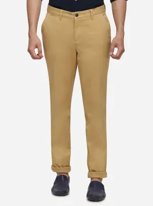 Khaki Solid Uno Fit Casual Trouser | JadeBlue
