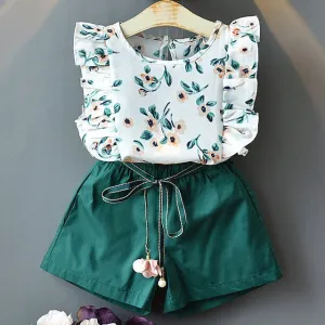 Kids Girls Clothing Sets Summer New Style Brand  Baby Girls Clothes short Sleeve T-Shirt Pant Dress 2Pcs Children Clothes Suits