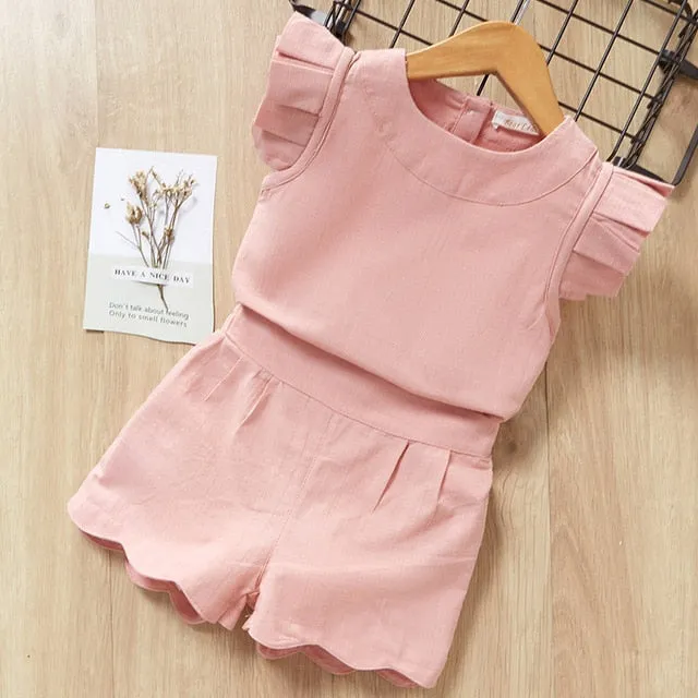 Kids Girls Clothing Sets Summer New Style Brand  Baby Girls Clothes short Sleeve T-Shirt Pant Dress 2Pcs Children Clothes Suits