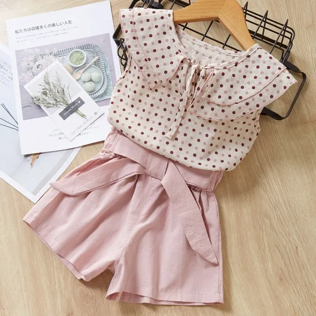 Kids Girls Clothing Sets Summer New Style Brand  Baby Girls Clothes short Sleeve T-Shirt Pant Dress 2Pcs Children Clothes Suits