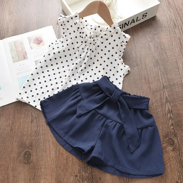 Kids Girls Clothing Sets Summer New Style Brand  Baby Girls Clothes short Sleeve T-Shirt Pant Dress 2Pcs Children Clothes Suits