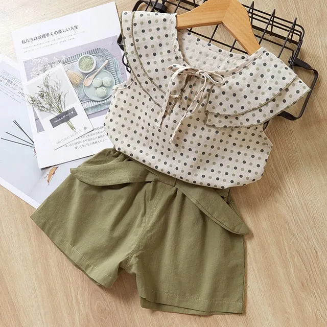 Kids Girls Clothing Sets Summer New Style Brand  Baby Girls Clothes short Sleeve T-Shirt Pant Dress 2Pcs Children Clothes Suits