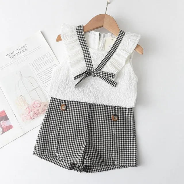 Kids Girls Clothing Sets Summer New Style Brand  Baby Girls Clothes short Sleeve T-Shirt Pant Dress 2Pcs Children Clothes Suits