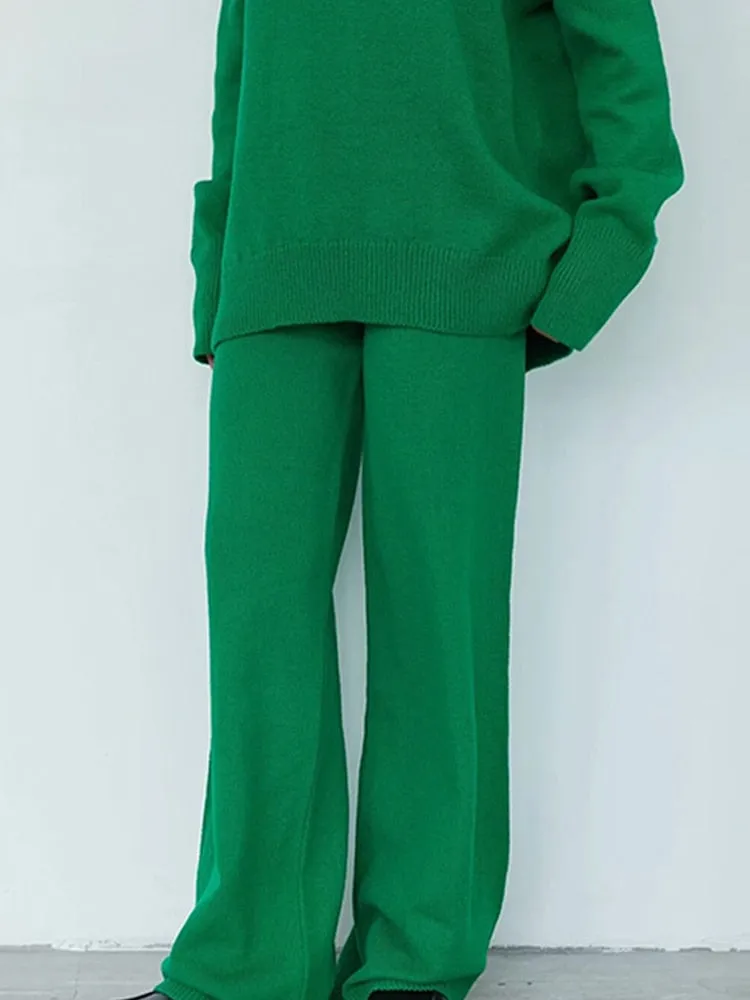 Knit Two Piece Crop Sweater Set For Women