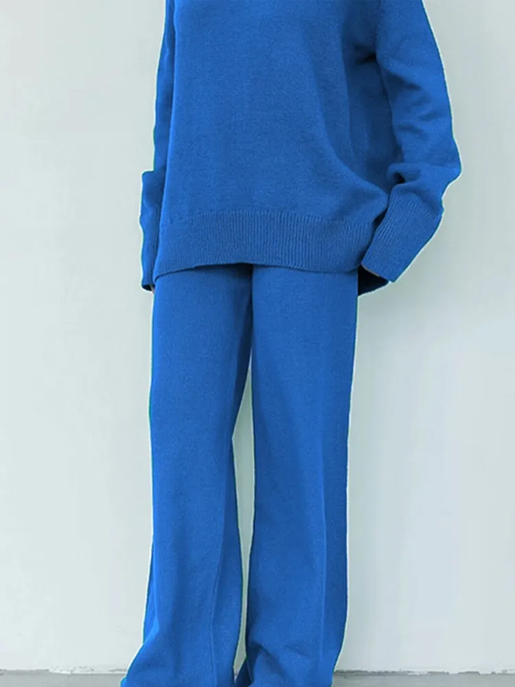 Knit Two Piece Crop Sweater Set For Women