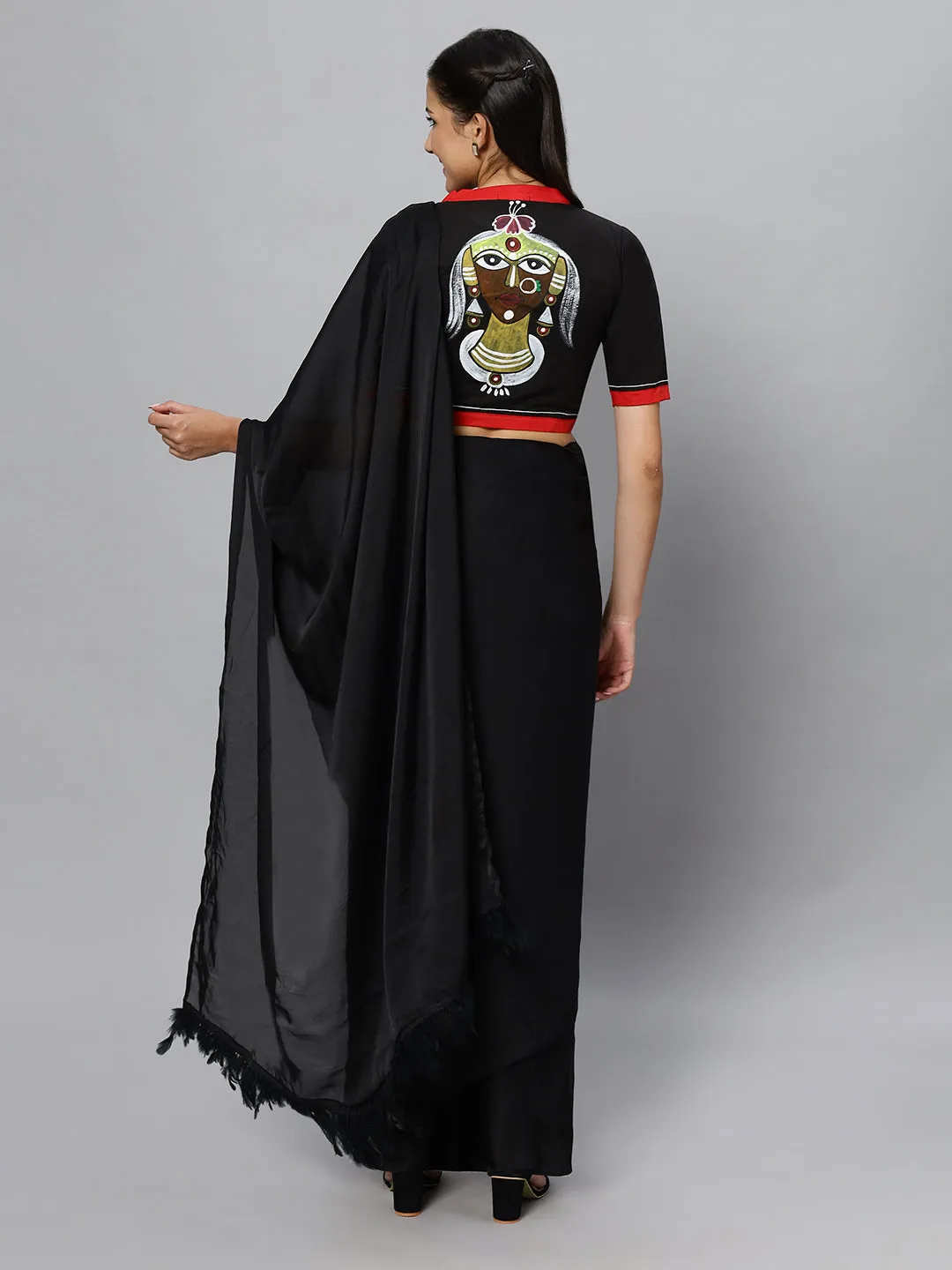 Krsna Handpainted Black Blouse