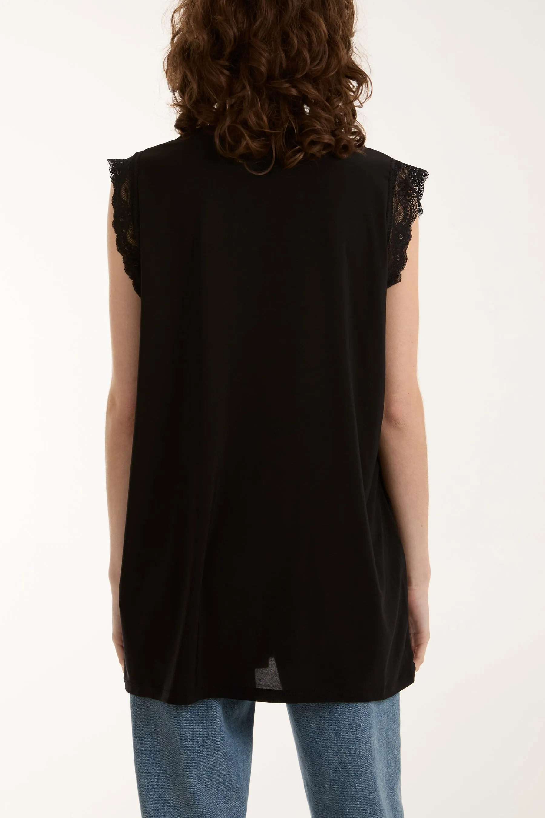 Lace Trim Sleeveless Top
