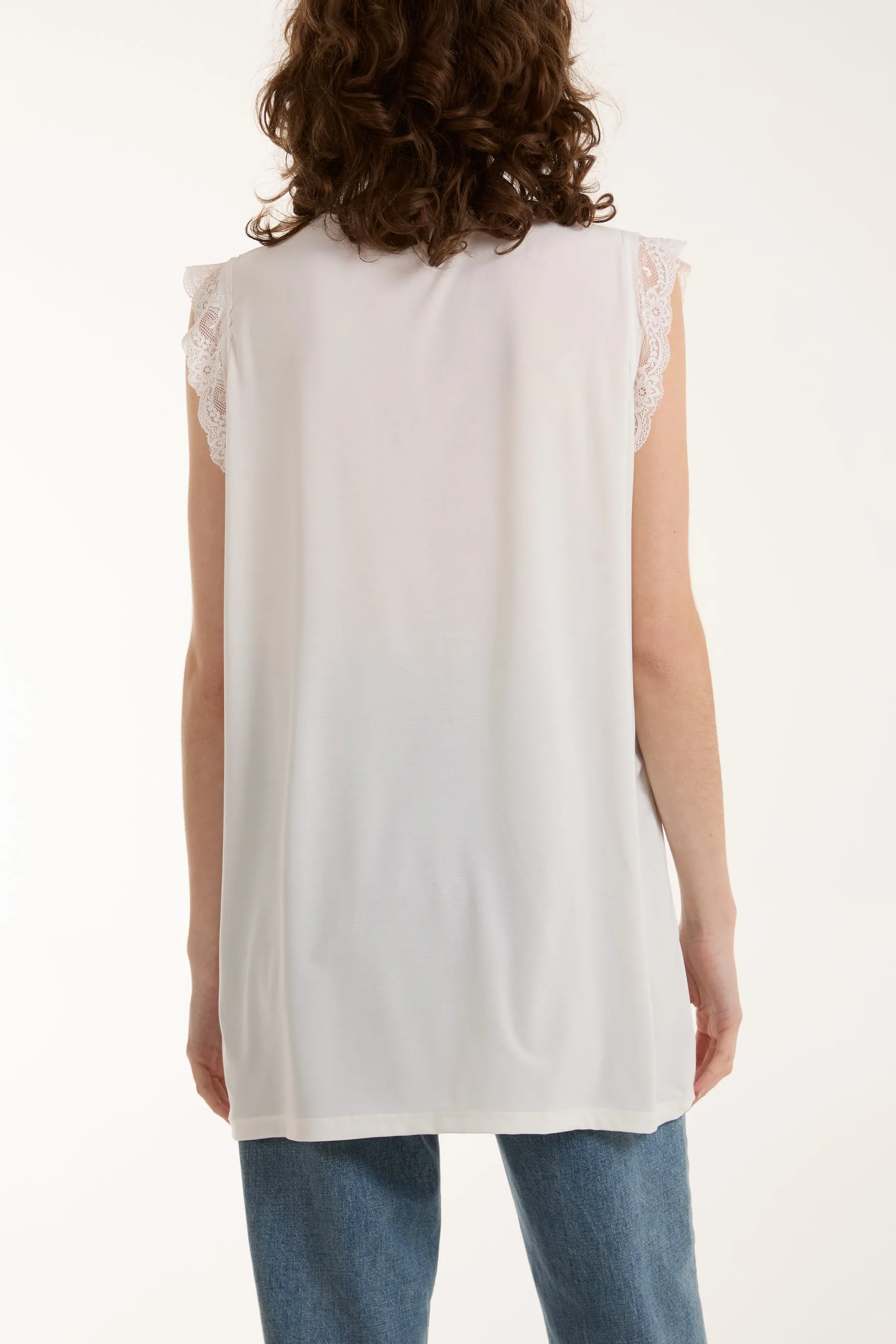 Lace Trim Sleeveless Top
