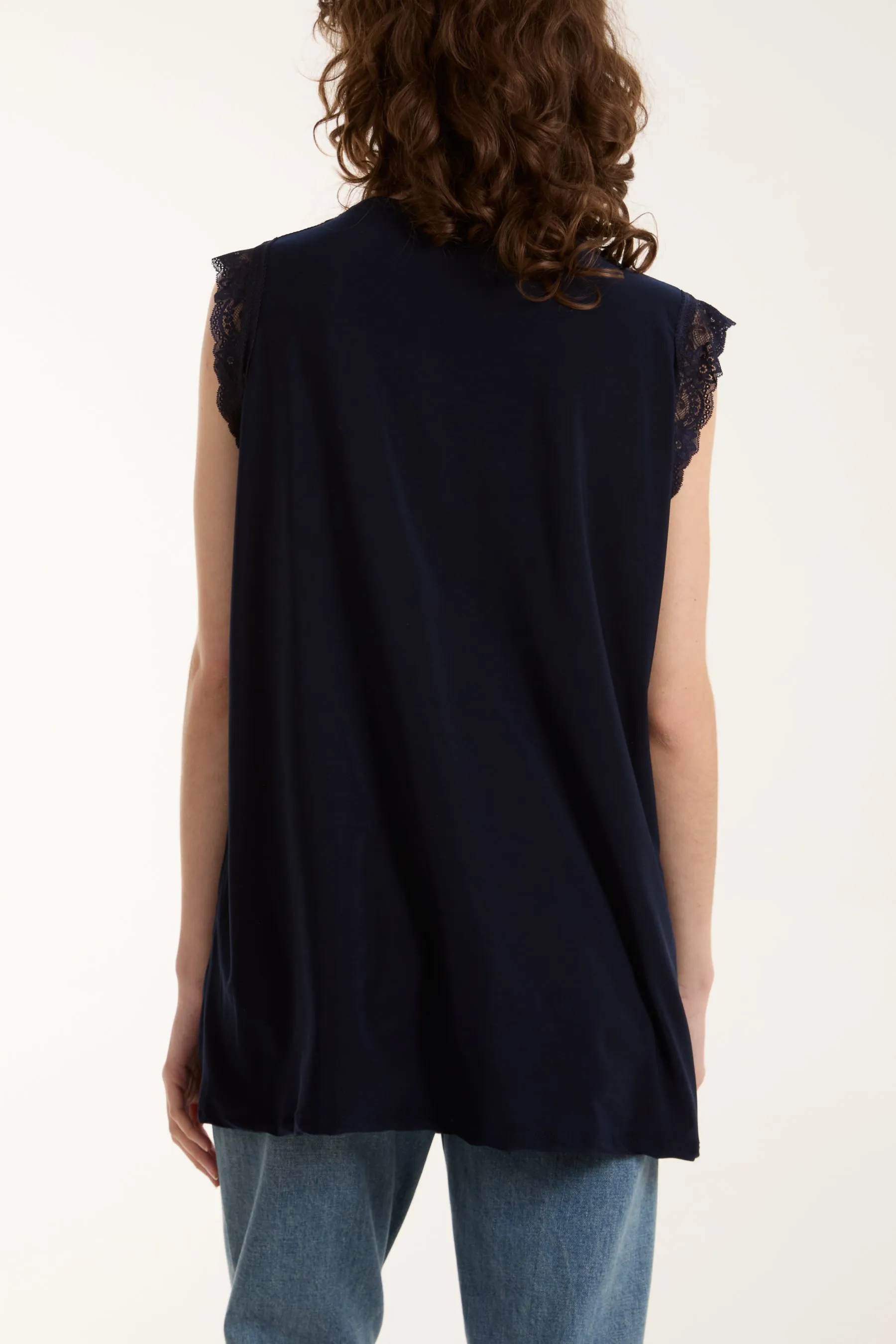 Lace Trim Sleeveless Top