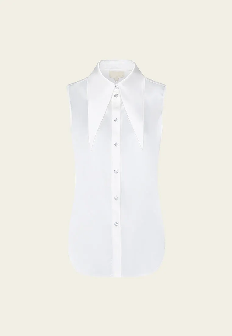 Lapelled Sleeveless Shirt