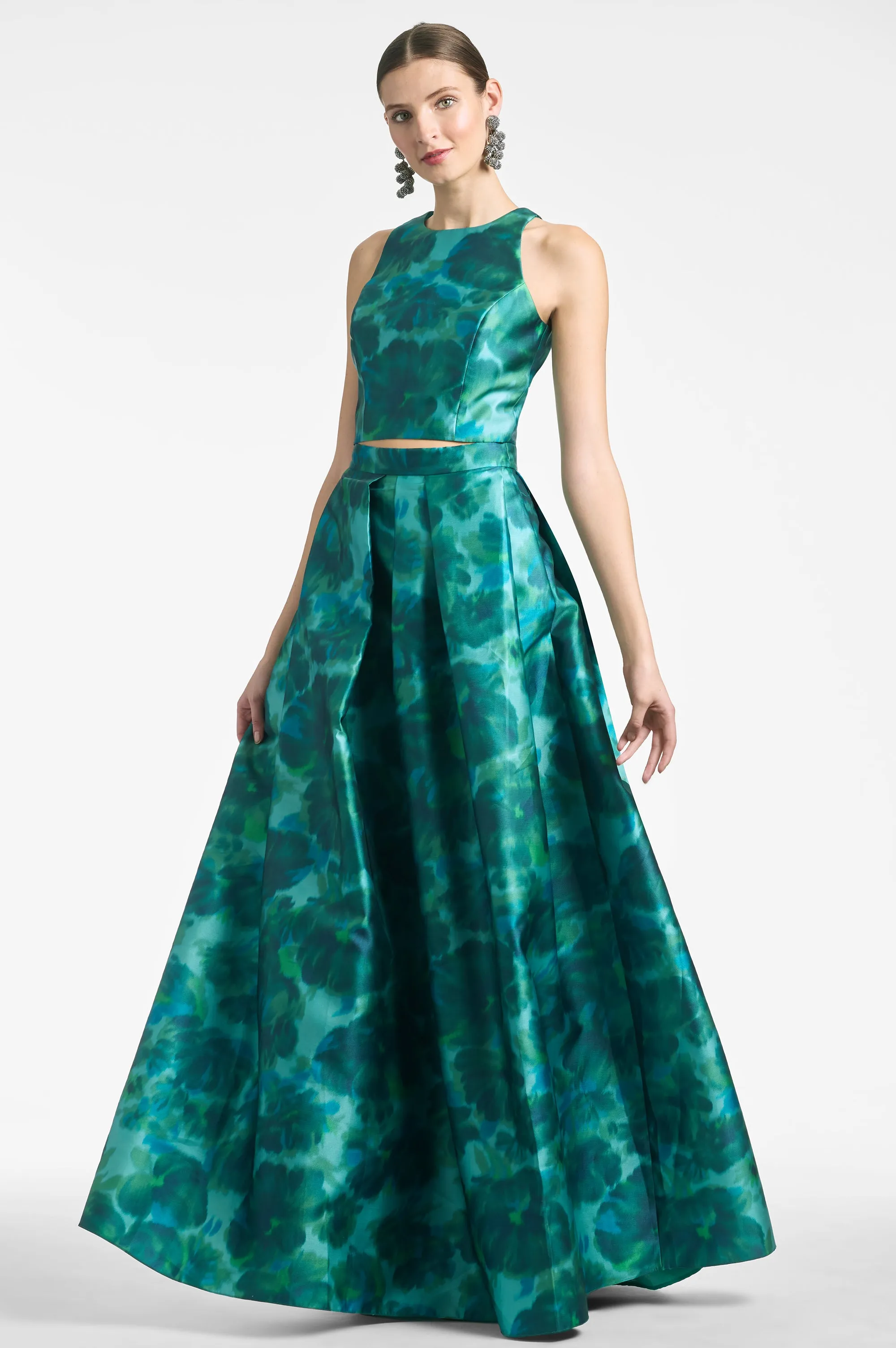 Lexie Top - Emerald Watercolor Floral
