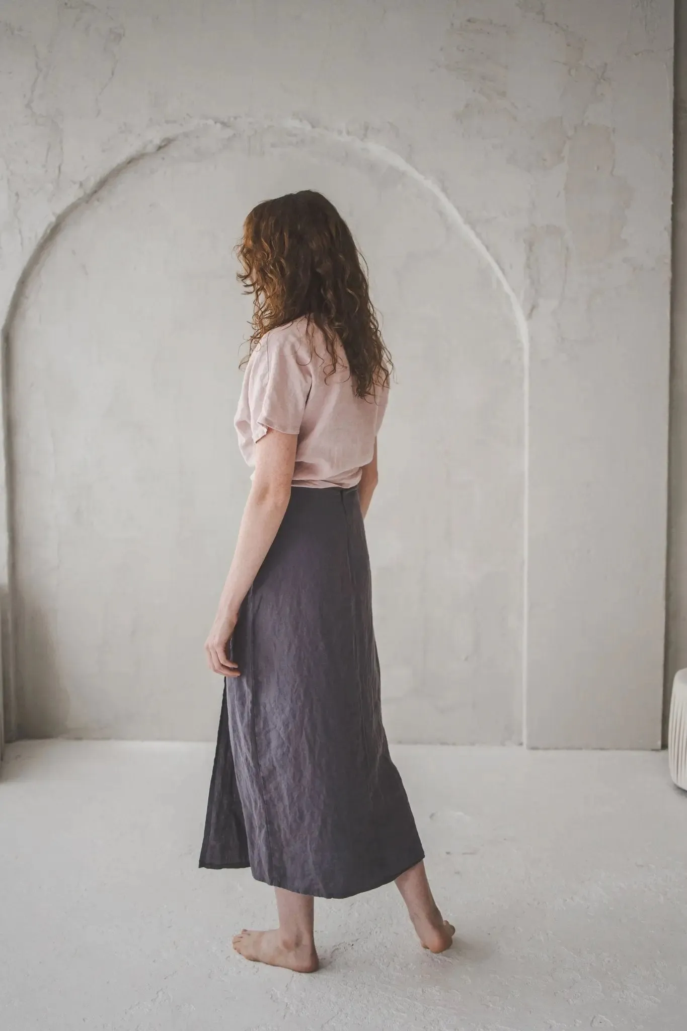 Linen Skirt With Front Slit