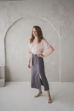Linen Skirt With Front Slit