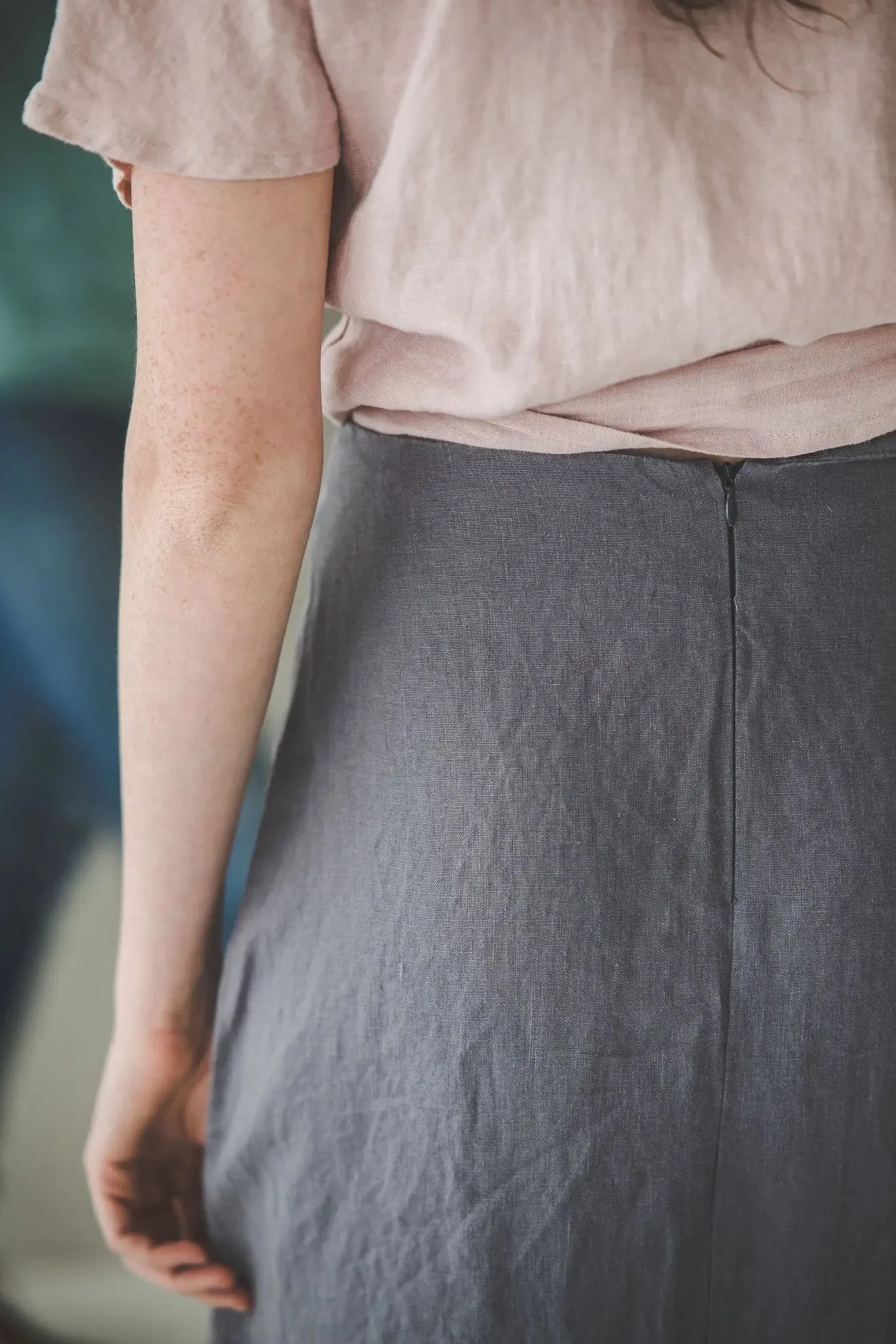 Linen Skirt With Front Slit