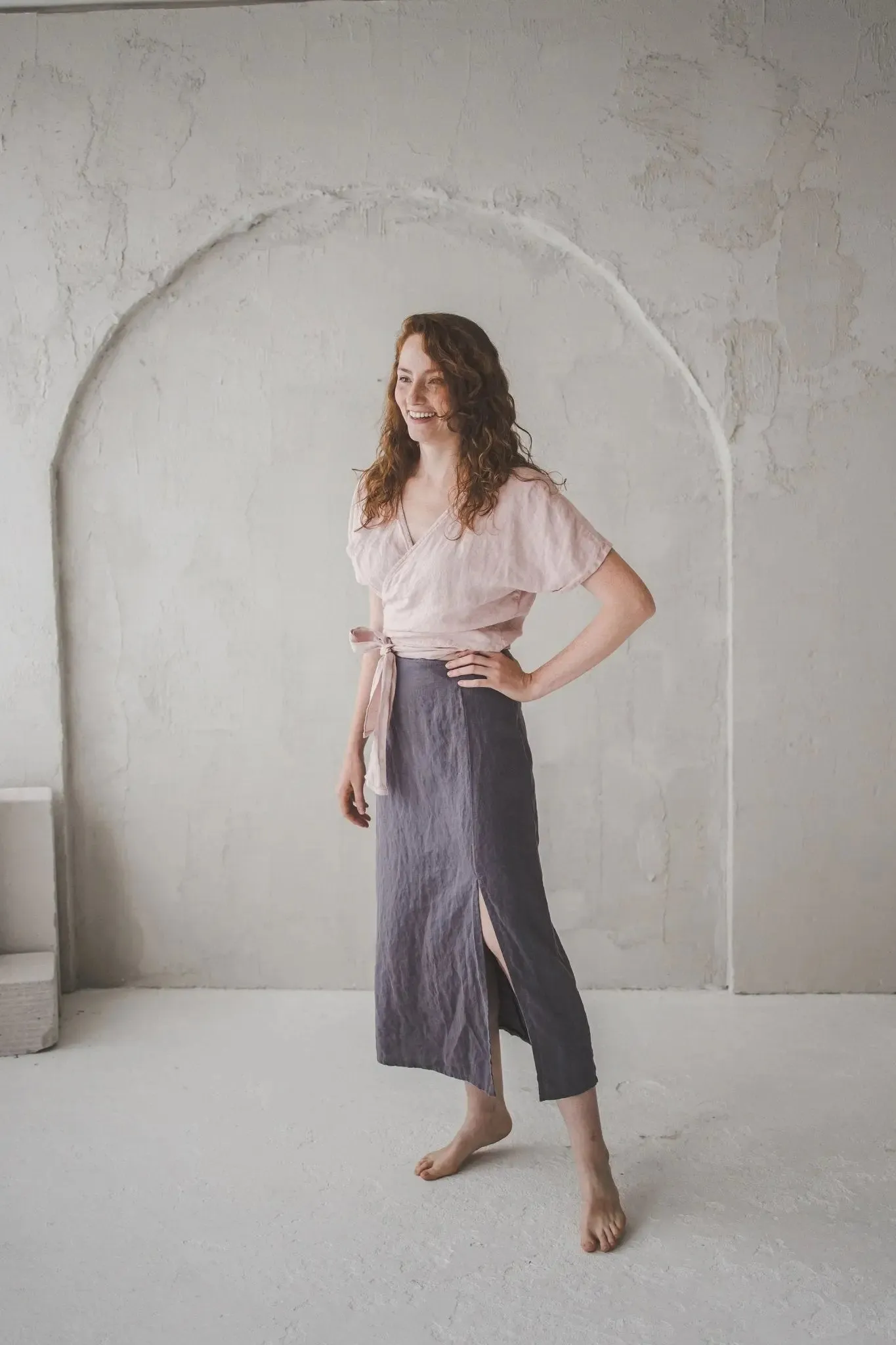 Linen Skirt With Front Slit