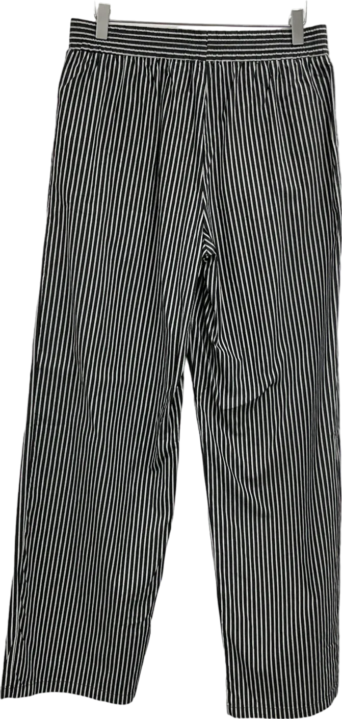 Lioness Wide Leg Boxer Waist Detail Trousers In Black Stripe UK S