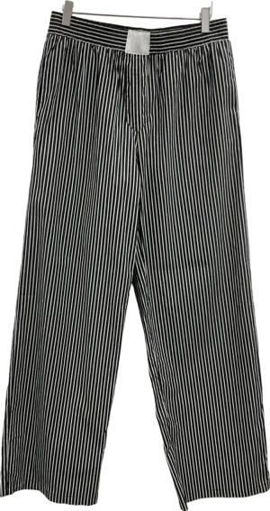 Lioness Wide Leg Boxer Waist Detail Trousers In Black Stripe UK S