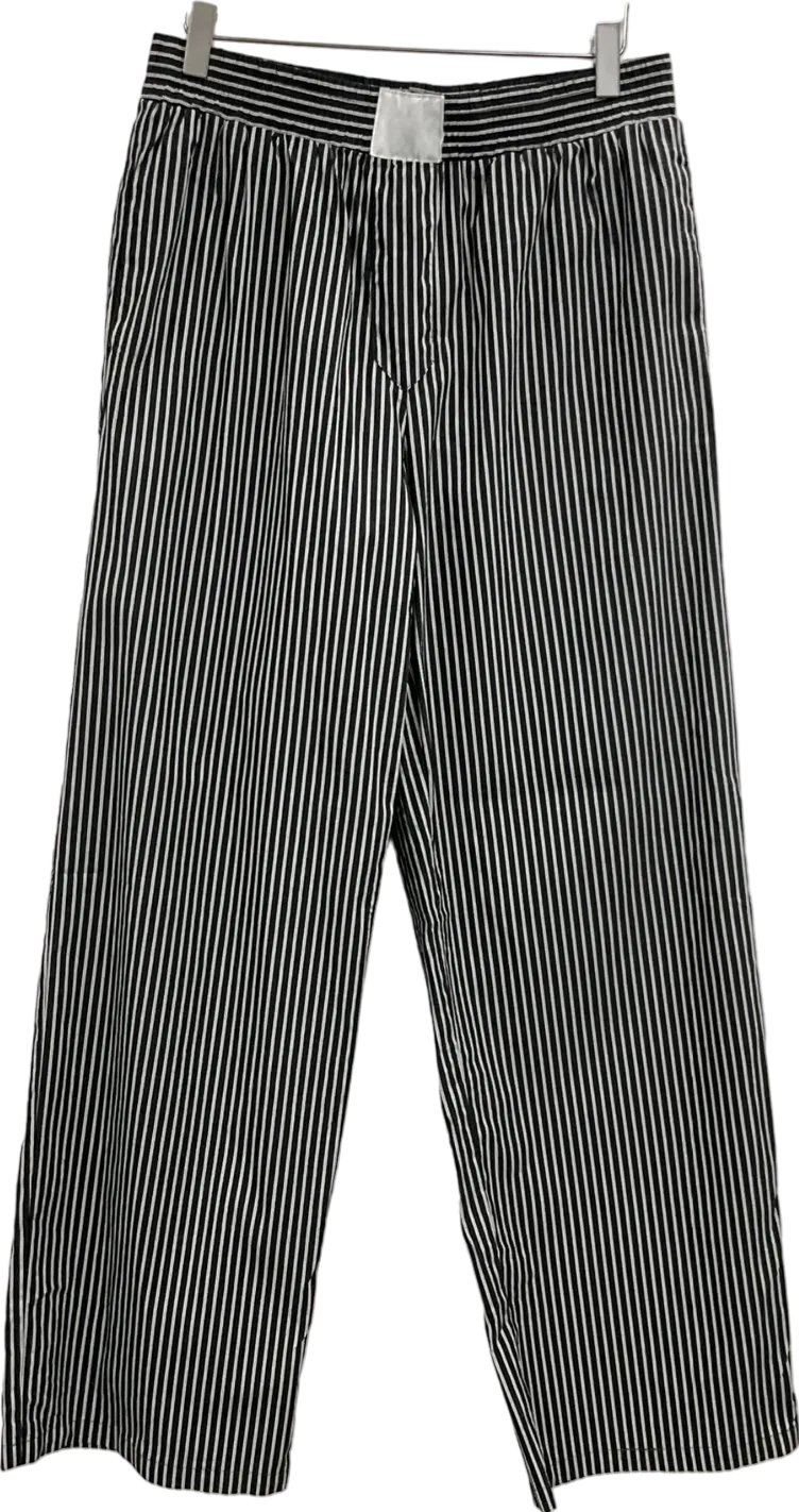 Lioness Wide Leg Boxer Waist Detail Trousers In Black Stripe UK S