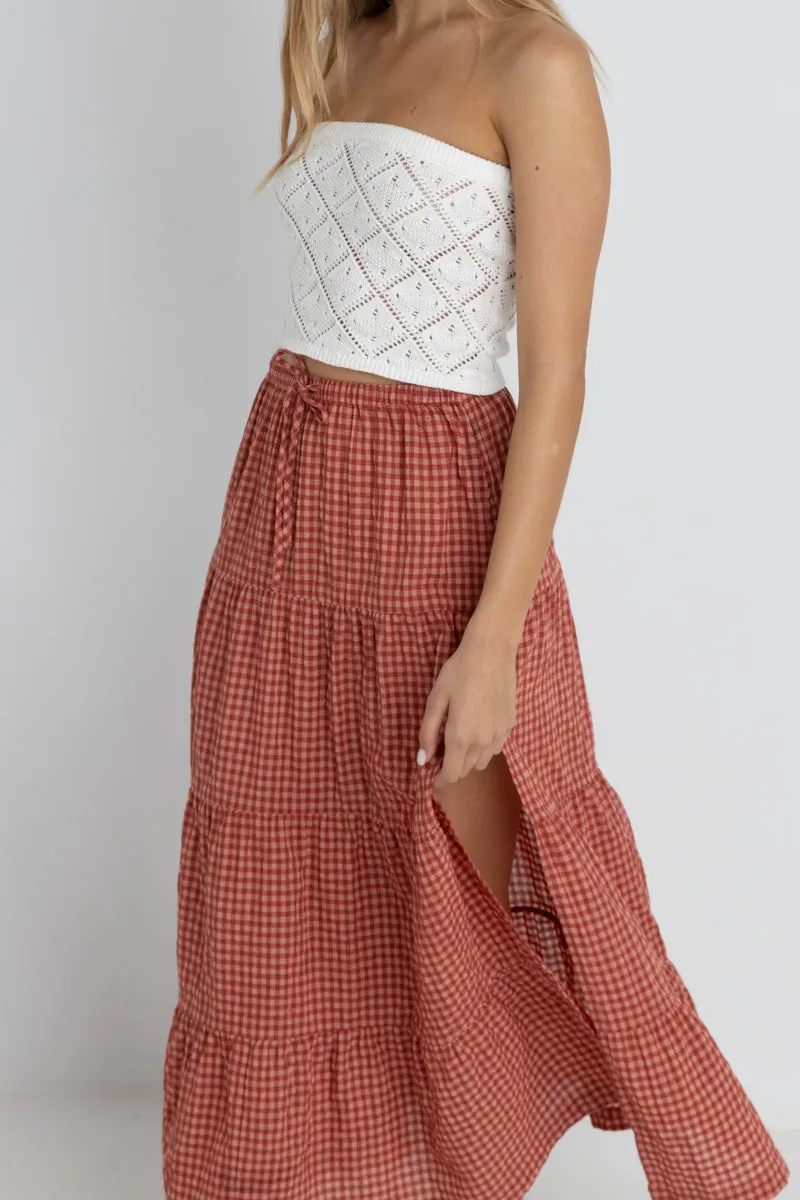 Lola Check Tiered Maxi Skirt