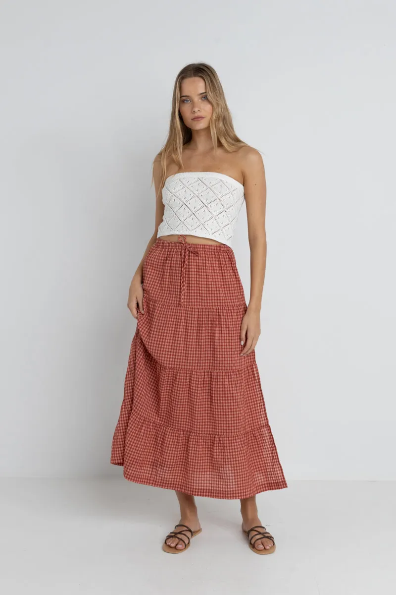 Lola Check Tiered Maxi Skirt