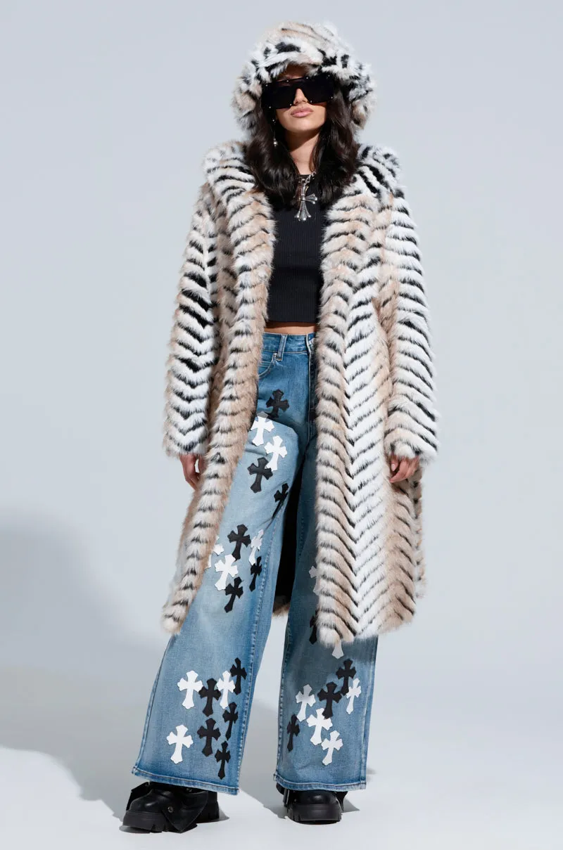 LOLA HOODED FAUX FUR JACKET