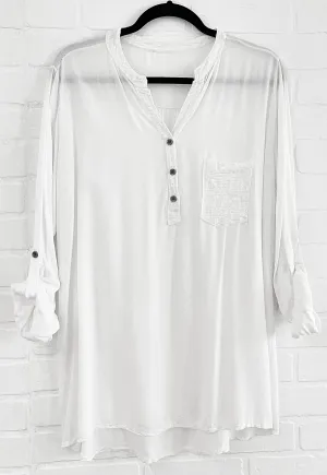 Long shirt with clear sequins details