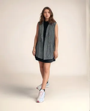 Longline Lapel Neck Vest Jacket