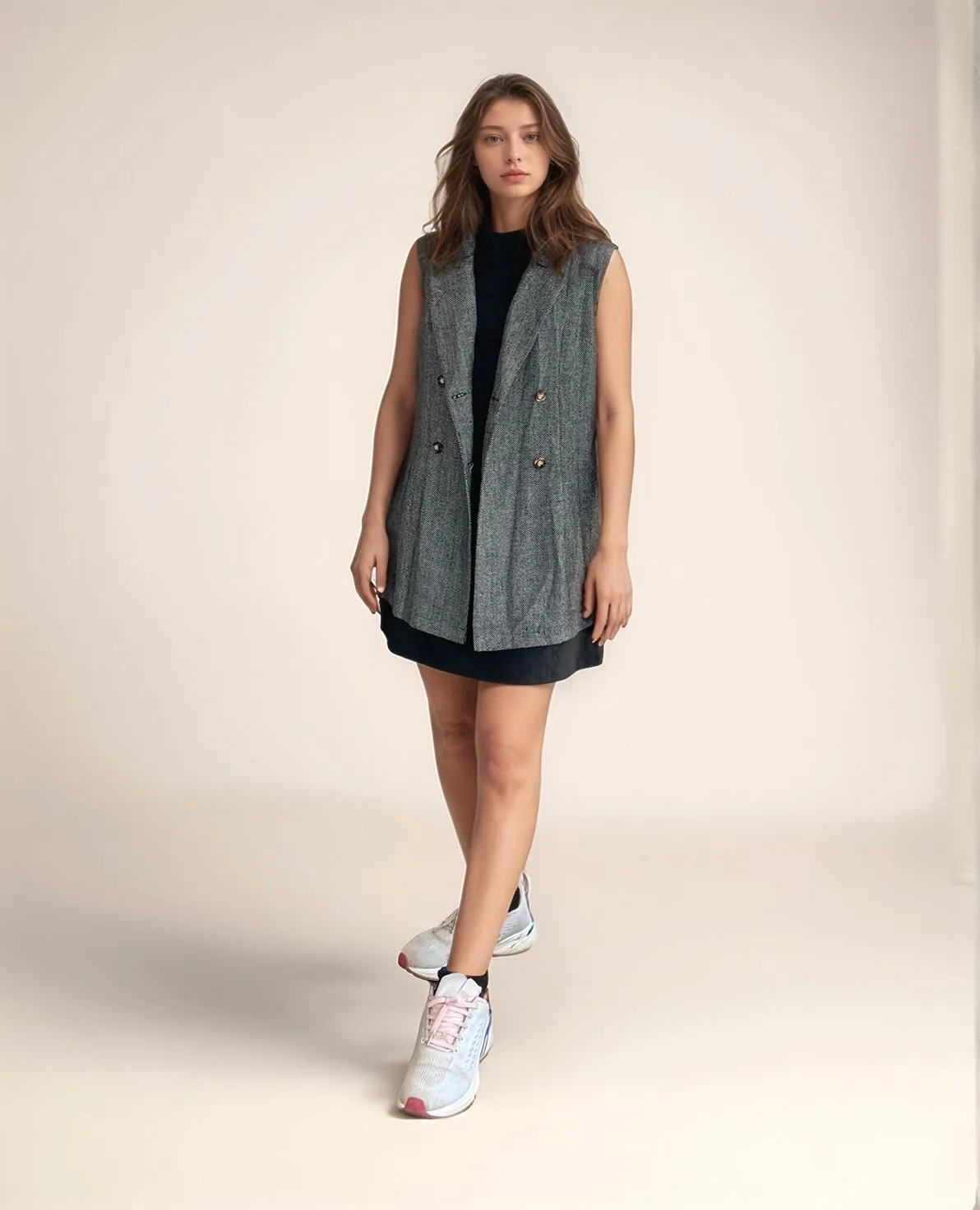 Longline Lapel Neck Vest Jacket