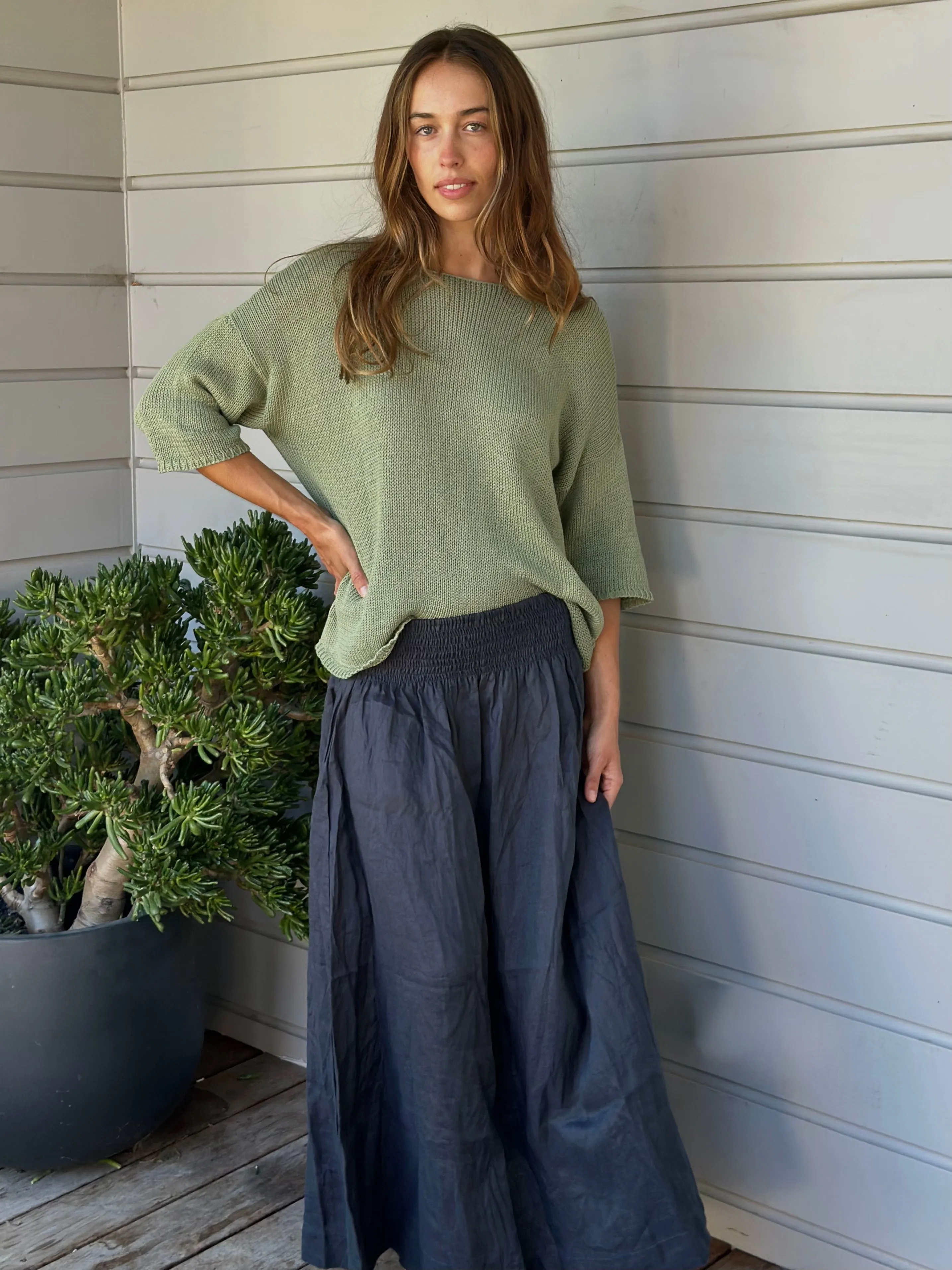 lulu skirt  - charcoal linen