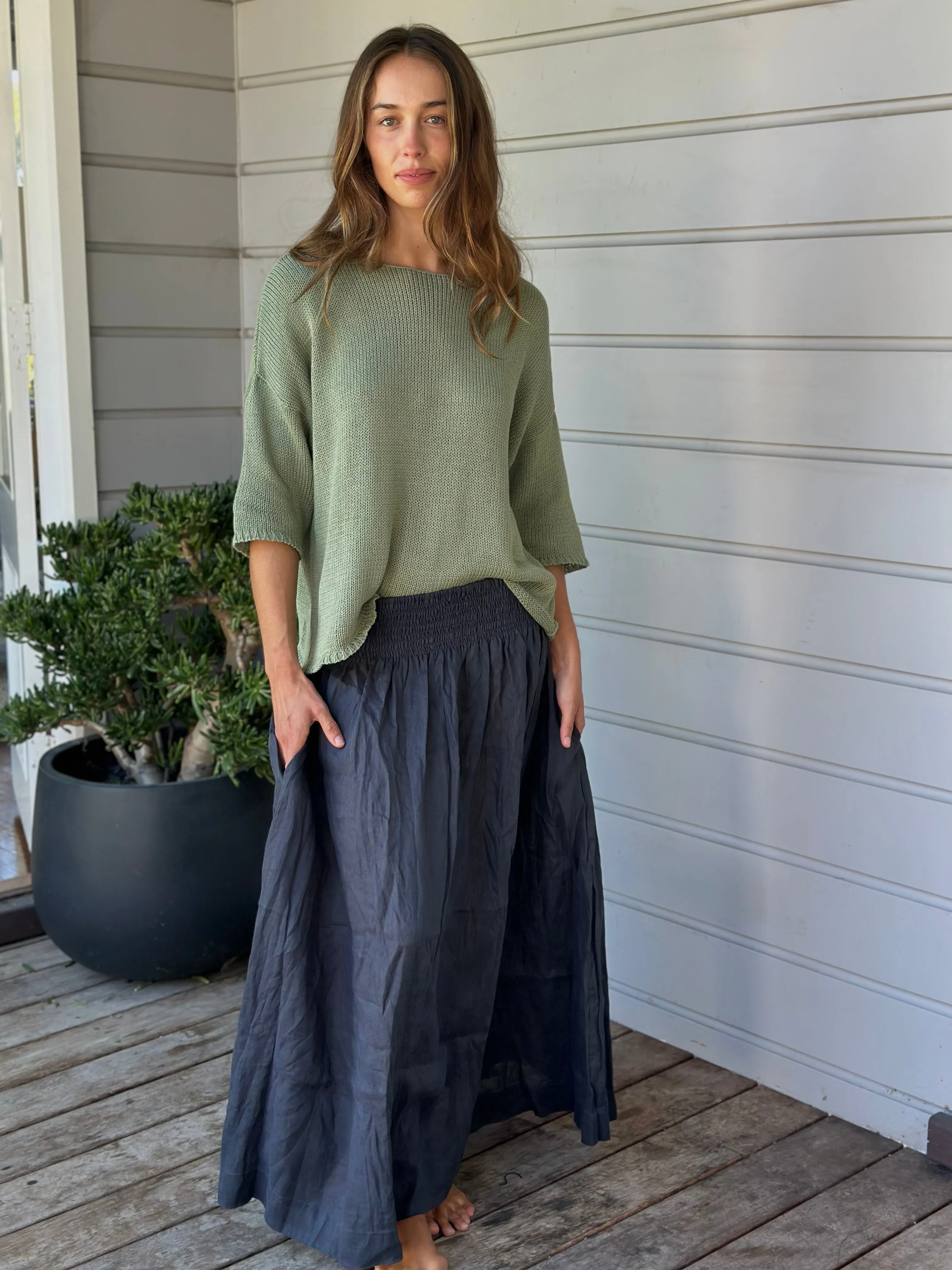 lulu skirt  - charcoal linen