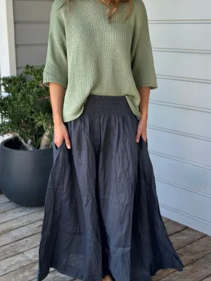 lulu skirt  - charcoal linen