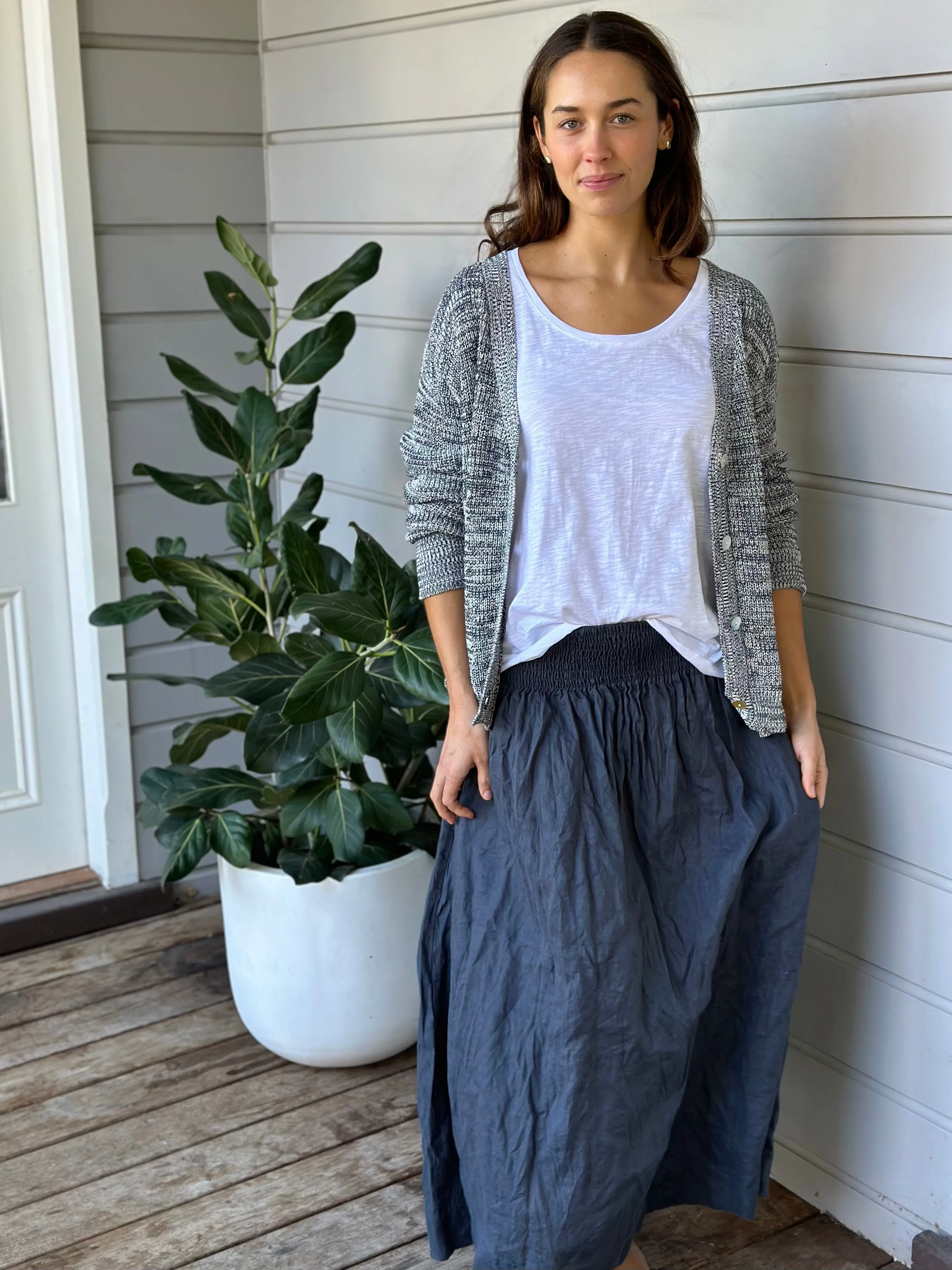 lulu skirt  - charcoal linen