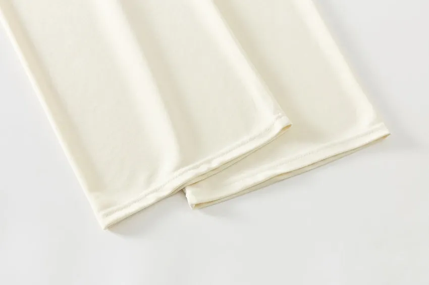 Luxurious Soft Copper Ammonium Wide Leg Trousers with Elastic Waist