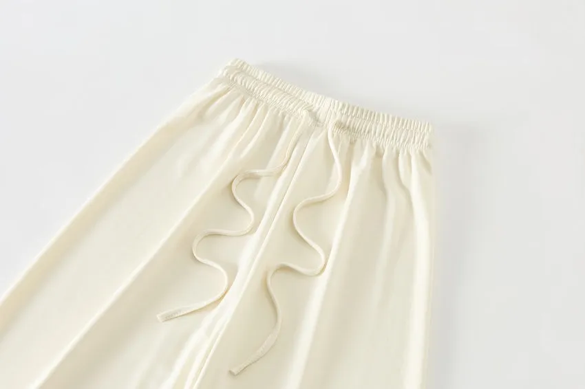 Luxurious Soft Copper Ammonium Wide Leg Trousers with Elastic Waist