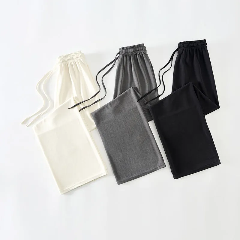 Luxurious Soft Copper Ammonium Wide Leg Trousers with Elastic Waist